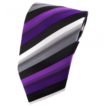 TigerTie Krawatte lila violett silber grau schwarz gestreift - Tie Binder