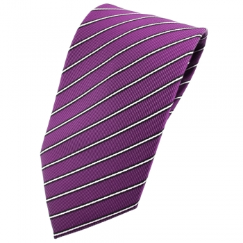 TigerTie Krawatte lila silber schwarz gestreift - Tie Binder