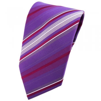 TigerTie Krawatte lila violett silber rot grau gestreift - Tie Binder