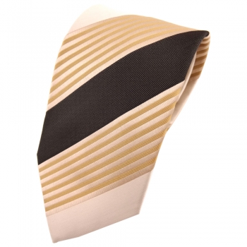 TigerTie Krawatte beige braun dunkelbraun elfenbein gestreift - Tie Binder