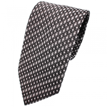 TigerTie Krawatte anthrazit grau silber schwarz gemustert mit Punkten - Binder