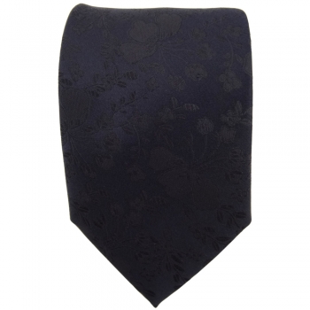 TigerTie Seidenkrawatte in schwarz schwarzbraun gemustert mit Blumenmotiven