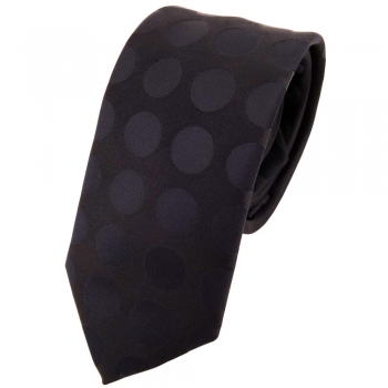 TigerTie - schmale Designer Seidenkrawatte in schwarz schwarzbraun gepunktet