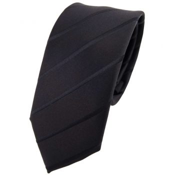 Schmale Designer Seidenkrawatte schwarz schwarzbraun gestreift - Krawatte Seide