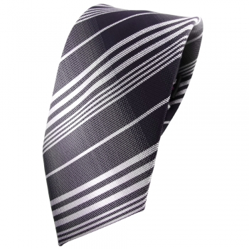 TigerTie Krawatte anthrazit schwarz silber grau gestreift - Tie Binder
