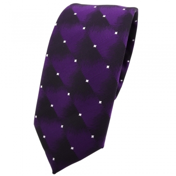 Schmale TigerTie Krawatte lila dunkellila violett silber gepunktet - Binder Tie