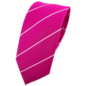Schmale TigerTie Krawatte magenta fuchsia silber gestreift - Binder Tie