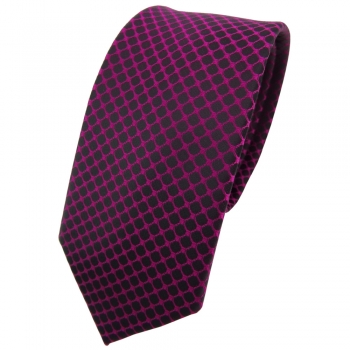 Schmale TigerTie Krawatte magenta fuchsia schwarz gemustert - Binder Tie