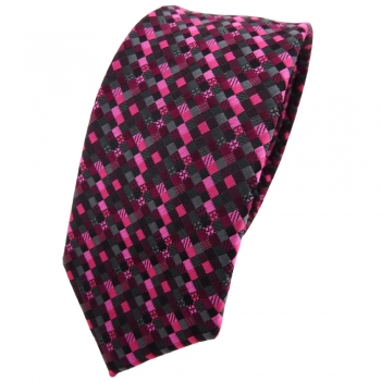 schmale TigerTie Krawatte lila magenta pink schwarz anthrazit grau gemustert