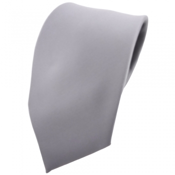 TigerTie Krawatte grau hellgrau silber einfarbig 100 % Polyester - Tie Binder