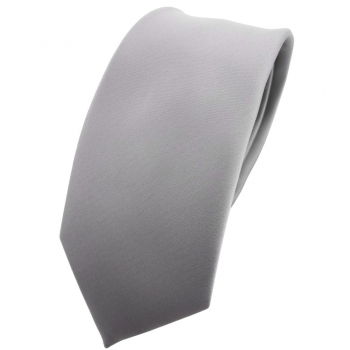 schmale TigerTie Krawatte grau hellgrau silber einfarbig Polyester - Tie Binder