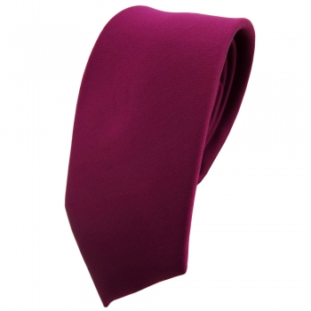 schmale TigerTie Krawatte violett bordeauxviolett einfarbig Polyester - Binder