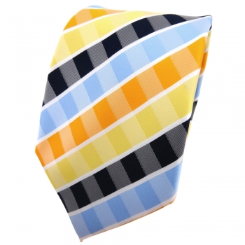 TigerTie Krawatte gelb orange blau hellblau weiß gestreift - Binder Tie