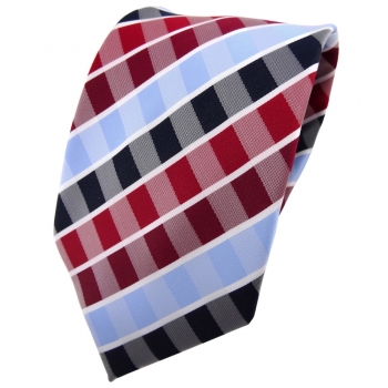 TigerTie Krawatte rot rubinrot blau hellblau weiß gestreift - Binder Tie