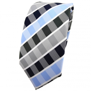 schmale TigerTie Krawatte blau hellblau dunkelblau grau anthrazit weiß gestreift
