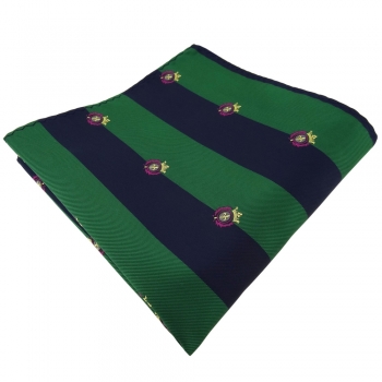 TigerTie Einstecktuch in grün laubgrün dunkelblau gestreift mit Wappen - Tuch