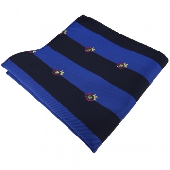 TigerTie Einstecktuch in blau saphirblau dunkelblau gestreift mit Wappen