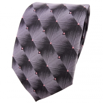 TigerTie Designer Krawatte grau silber rosa gepunktet - Schlips Binder Tie