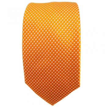 Schmale TigerTie Seidenkrawatte orange silber gepunktet - Krawatte Seide Tie