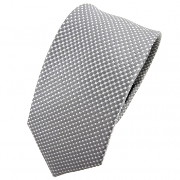 Schmale TigerTie Seidenkrawatte grau silber gepunktet - Krawatte Seide Tie
