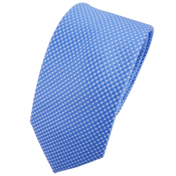 Schmale TigerTie Seidenkrawatte blau silber gepunktet - Krawatte Seide