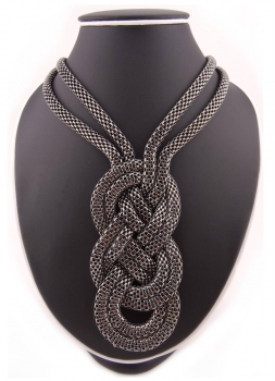 Damen Halskette Metallkette in schwarz Schlangenform - Traglänge 36 cm - Kette