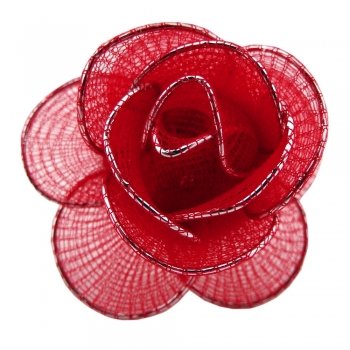 Damen Halstuchhalter Schalhalter rot silber Rosenform - Tuchhalter Rose