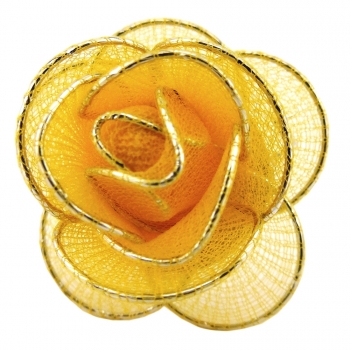 Damen Halstuchhalter Schalhalter gelb gold Rosenform - Tuchhalter Rose