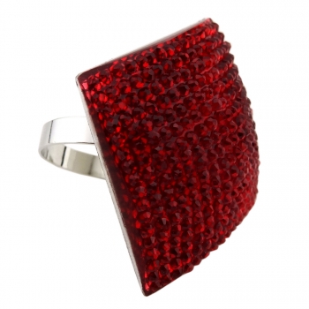 Damen Halstuchhalter Schalhalter rot viereckig mit Glitzereffekt - Tuchhalter