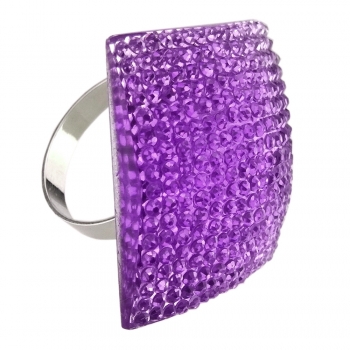 Damen Halstuchhalter Schalhalter lila viereckig mit Glitzereffekt - Tuchhalter