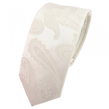 schmale TigerTie Designer Krawatte creme beige cremeweiß Paisley - Schlips Tie