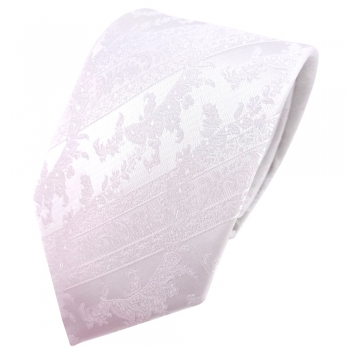 TigerTie Krawatte weiß schneeweiß gemustert - Binder Tie Polyester