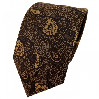 TigerTie Krawatte gold bronze schwarz Paisley - Binder Tie Polyester