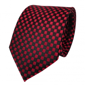 Designer Seidenkrawatte rot signalrot schwarz gemustert - Krawatte Seide Tie