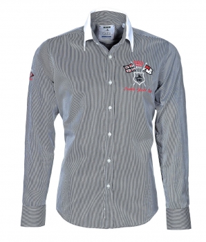 Pontto Designer Hemd Shirt in schwarz weiß gestreift langarm Modern-Fit Gr.S