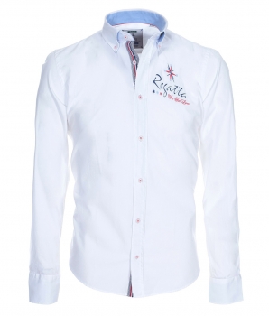 Pontto Designer Hemd Shirt in weiß einfarbig langarm Modern-Fit Gr. M