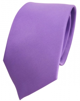 TigerTie Designer Satin Krawatte lila flieder uni 100 % Polyester Tie Schlips