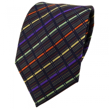 TigerTie Designer Krawatte in gold orange grün violett schwarz gestreift