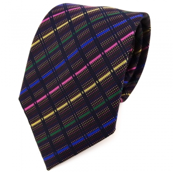 TigerTie Designer Krawatte in gold rosa blau grün schwarz gestreift - Binder