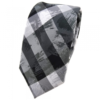 Schmale TigerTie Krawatte in grau silber schwarz gestreift - Schlips Binder