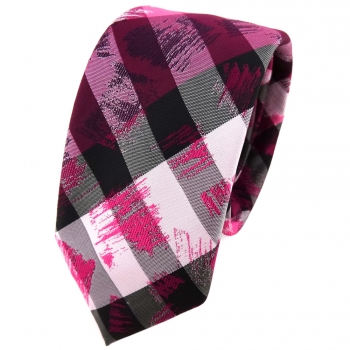 Schmale TigerTie Krawatte in bordeaux pink rosa grau silber schwarz gestreift