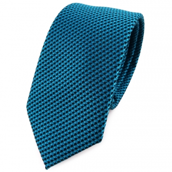 Schmale TigerTie Krawatte in türkisblau schwarz gemustert - Schlips Binder Tie