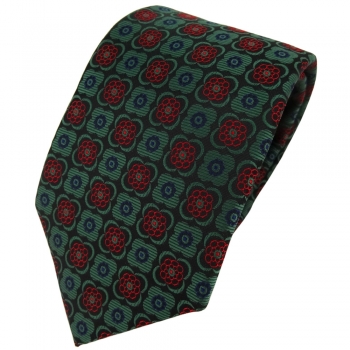 TigerTie Designer Krawatte in grün weinrot schwarz marine gemustert - Binder