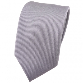 Seidenkrawatte silber Uni Rips - Krawatte 100% Seide - Breite 7cm x 150cm Länge