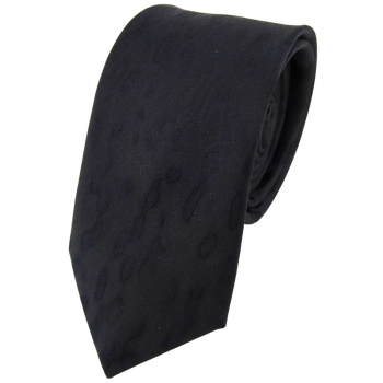 schmale Seidenkrawatte in schwarz Uni Tropfenmuster - Krawatte 100% reine Seide