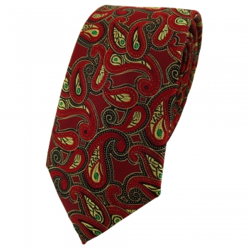 Modische TigerTie Krawatte in rot gold grün schwarz Paisley gemustert