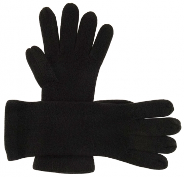 feine Strickhandschuhe in schwarz Stich braun Uni - Damen Handschuhe Größe M