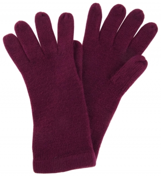 feine Strickhandschuhe in pflaume Uni - Damen Handschuhe Größe M