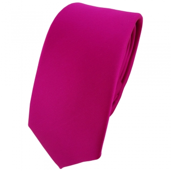 schmale TigerTie Designer Krawatte in magenta einfarbig Uni