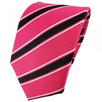 TigerTie Designer Krawatte pink rosa schwarz weiß gestreift - Binder Tie